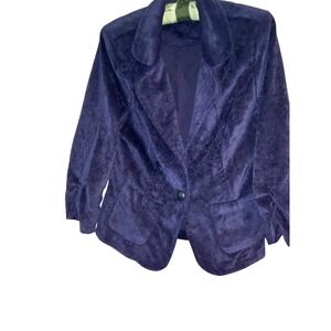 Ashley by 26 International Womens Corduroy Blazer Jacket Deep Purple Size XL